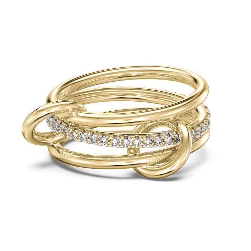 Bague Multi-Rangs "Éclat Entrelacé" – Or & Pavé effet Diamants