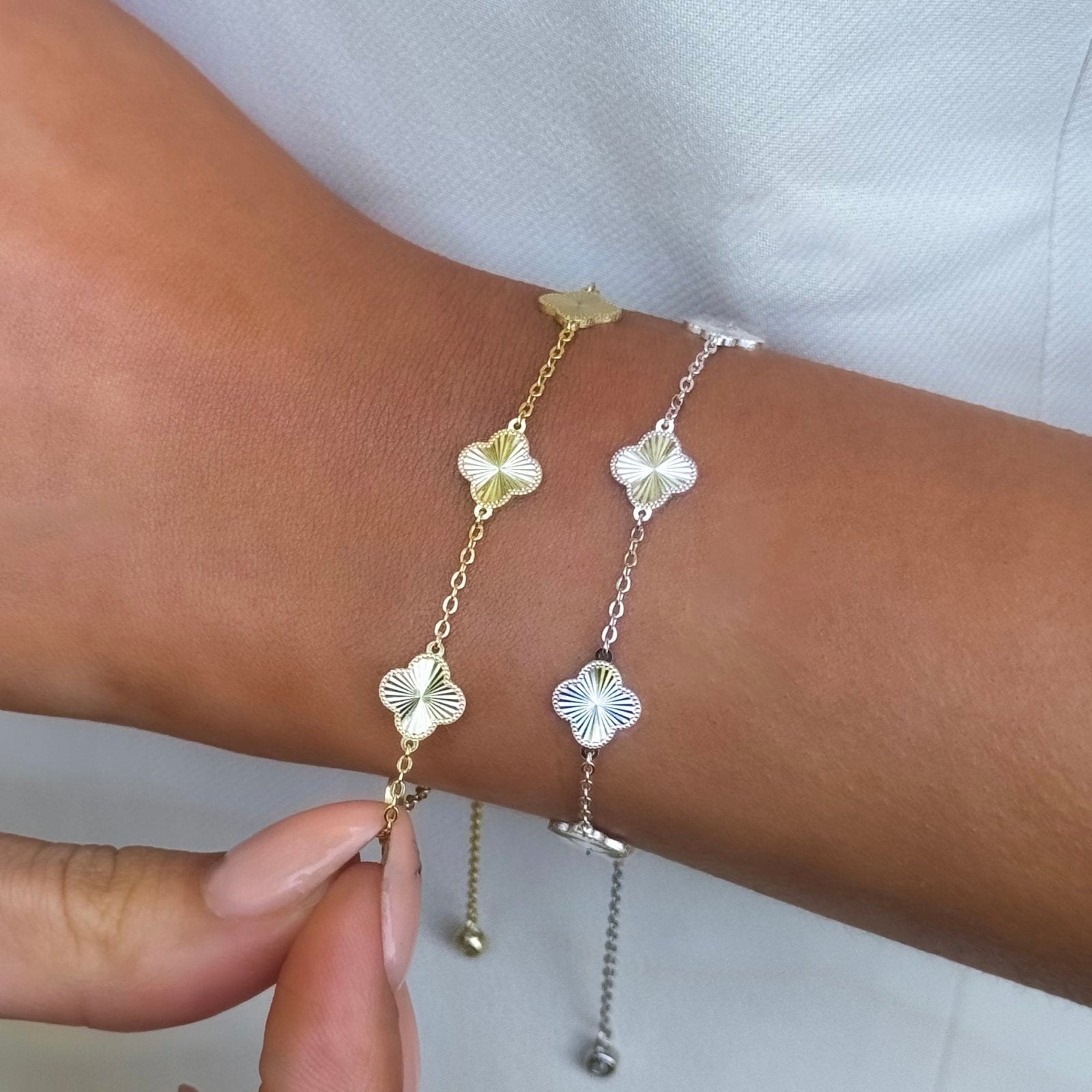 Bracelet Kiala Clover en argent sterling Rhodie en Or 18K