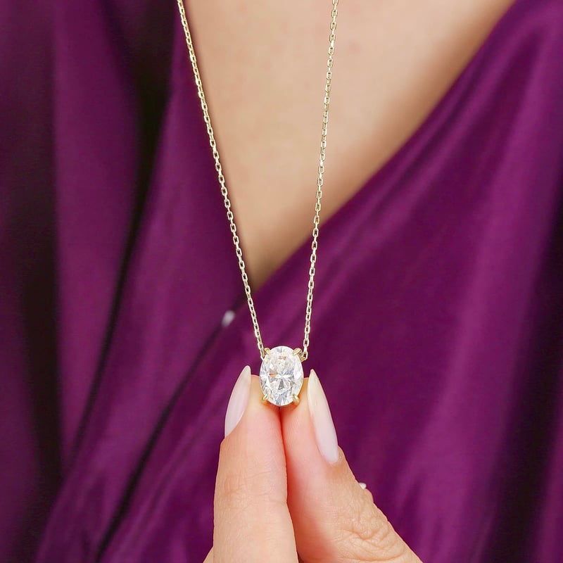 Éclat Royal – Collier diamant ovale 18K