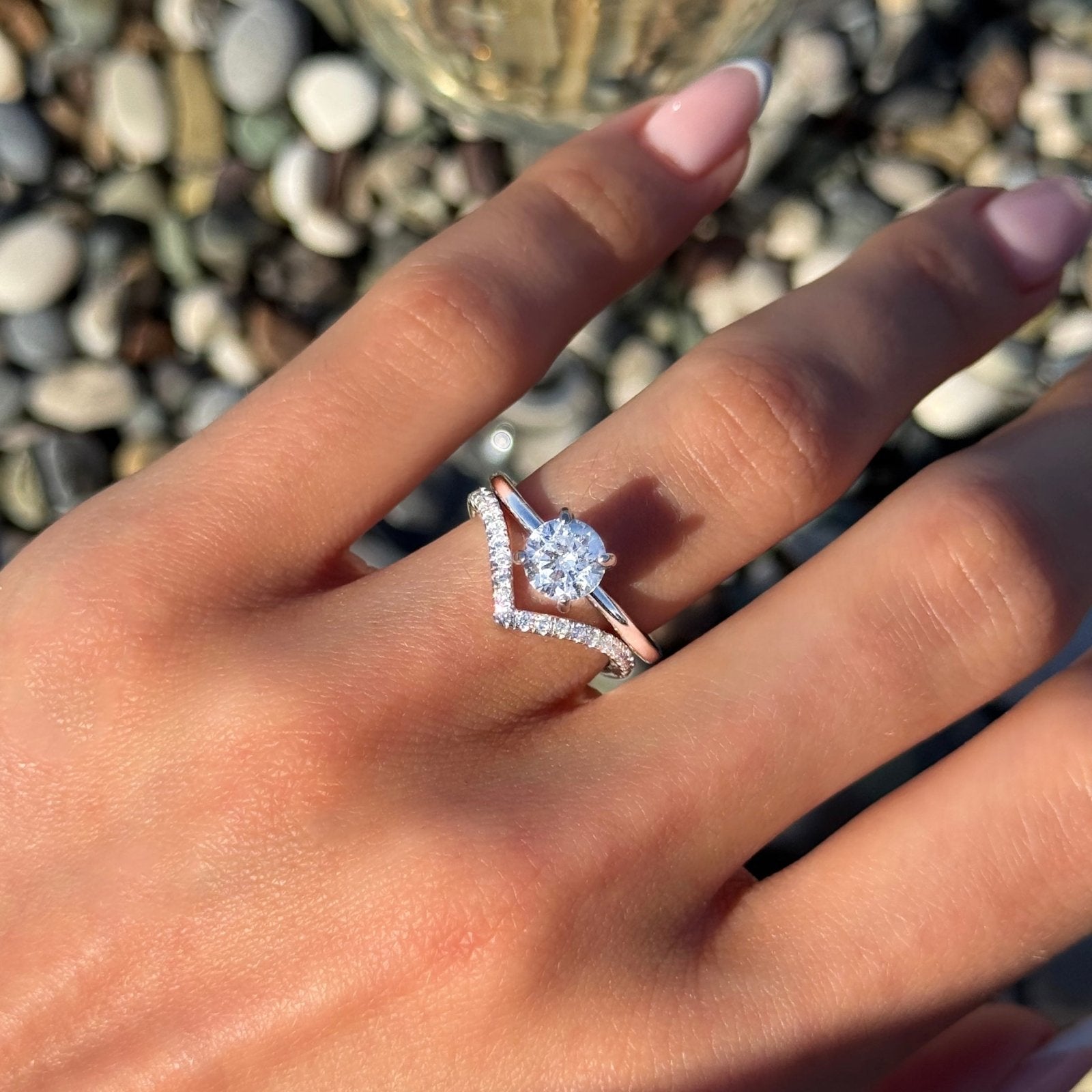 Bague Sérénité en argent sterling Rhodie en Or 18 carats