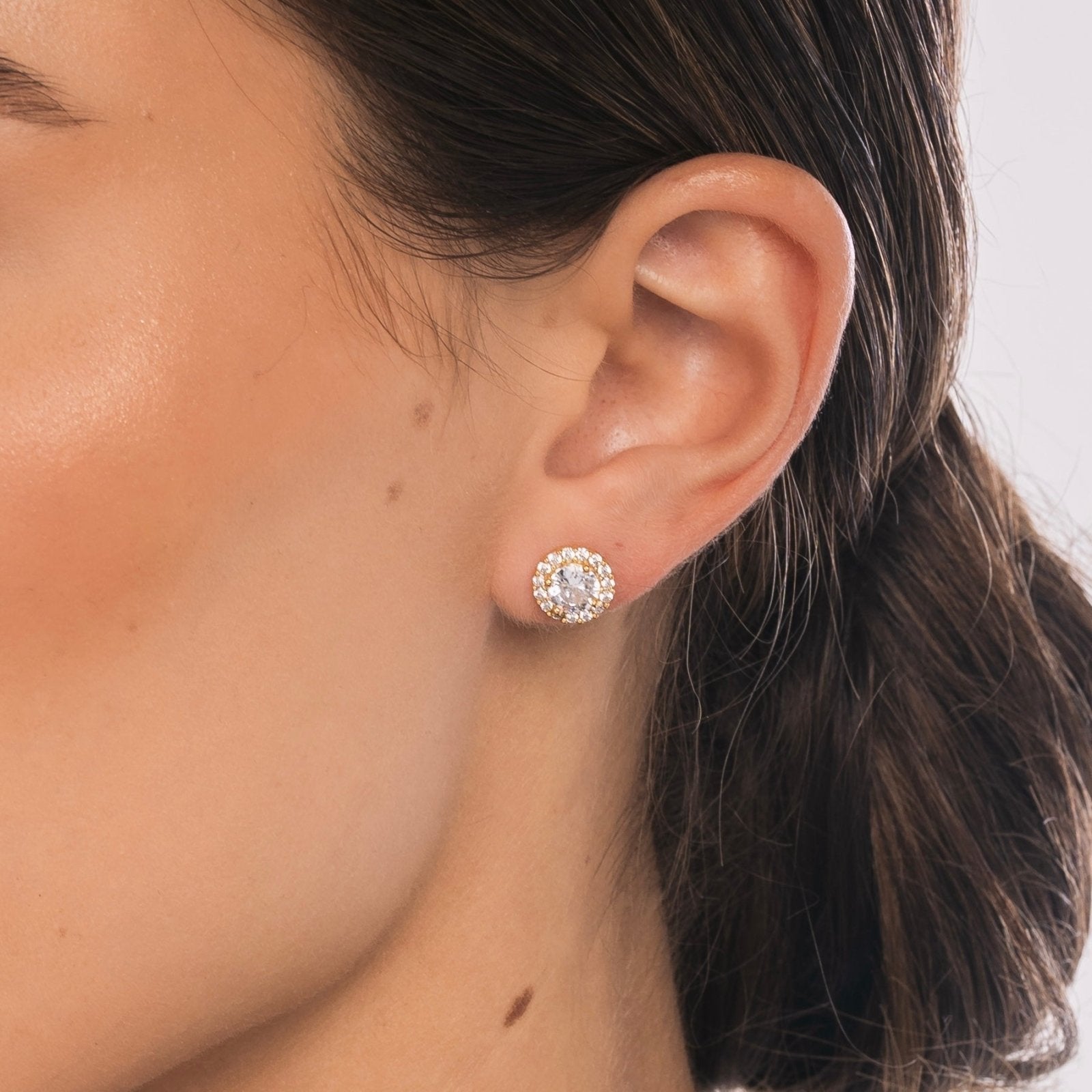 Boucles d’Oreilles Halo Élégance – Zirconium Haute Brillance