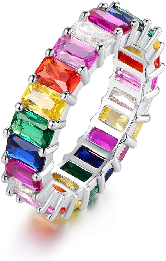 Bague Éternité Plaquée avec Zircons Multicolores