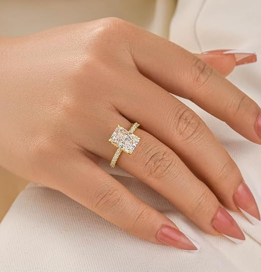Solitaire Taille Radiant "Majesté" – Or 18K & Zirconium 8A