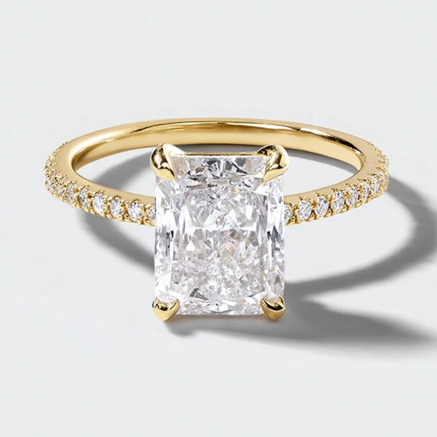 Solitaire Taille Radiant "Majesté" – Or 18K & Zirconium 8A