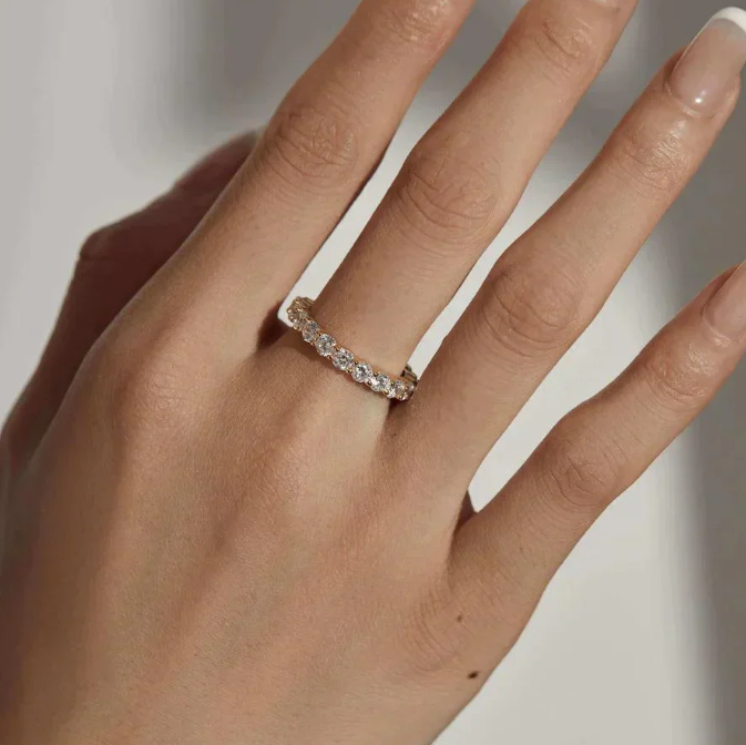 Alliance "Éclat Éternel" – Zirconium 5A & Or Blanc Rhodié