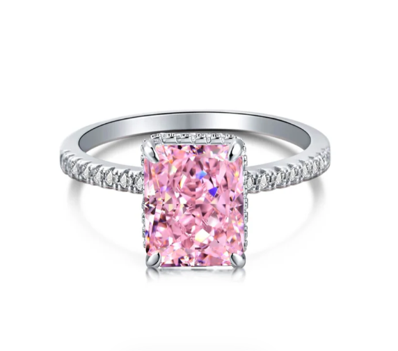 Solitaire "Rosée Matinale" – Argent Rhodié & Radiant Rose (4ct)