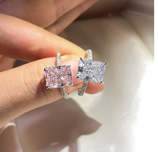 Solitaire "Rosée Matinale" – Argent Rhodié & Radiant Rose (4ct)