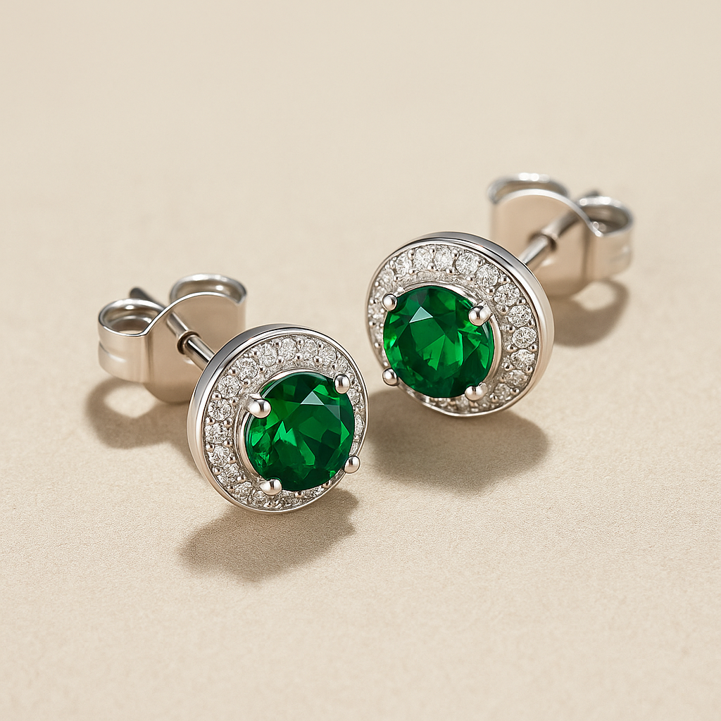 Boucles d’oreilles Élégance Émeraude en Argent Sterling 925