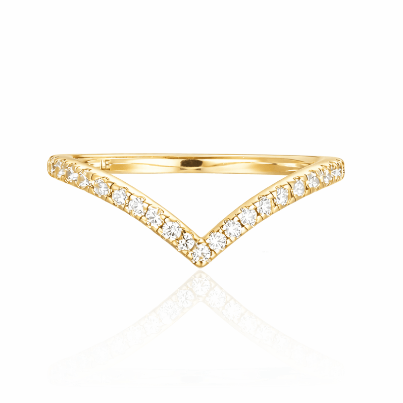 Alliance Incurvée "V de Vénus" – Argent Rhodié & Pavé de Zirconiums 5A