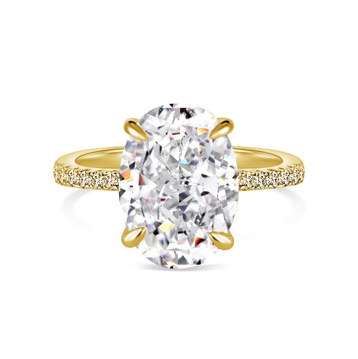 Solitaire "Majesté Radiant" – Or 18K & Zirconium 8A (4ct) Effet Diamant – Doré