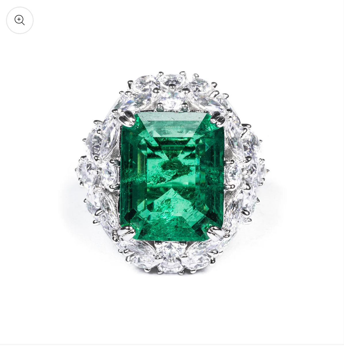 Bague Émeraude Royale – Halo Pavé