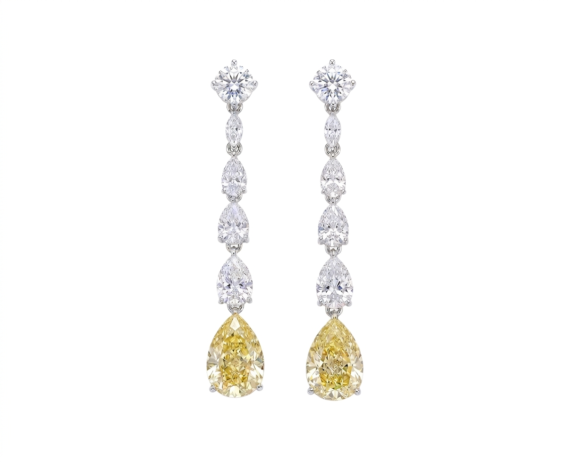 Boucles d'oreilles percées jaune saphir raffinées💎