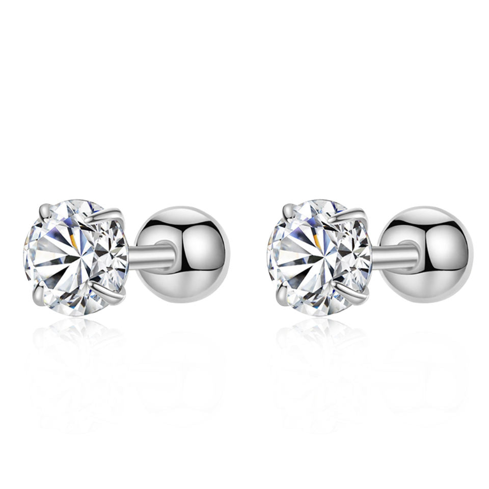 Boucles d’Oreilles Hypoallergéniques en Argent 925 & Zircon – Fermoir à Vis