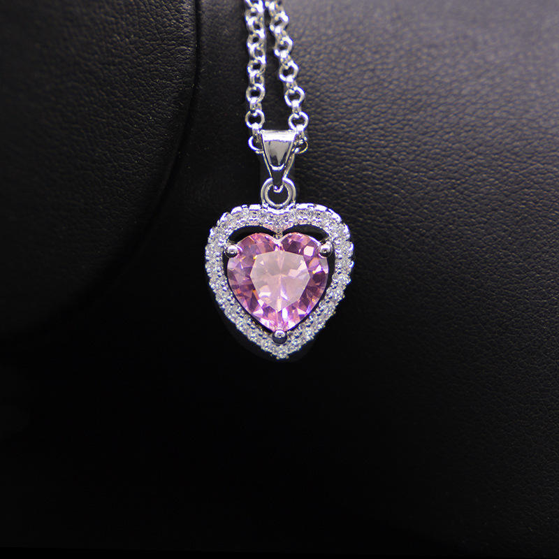 Collier Solitaire Cœur en Argent 925 Rhodié et Or 18K