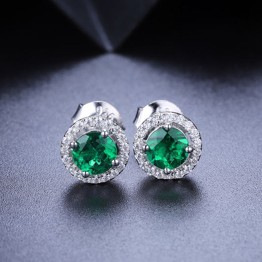 Boucles d'oreilles en argent pur rhodie en or blanc 18 carats avec émeraude 0.78ct