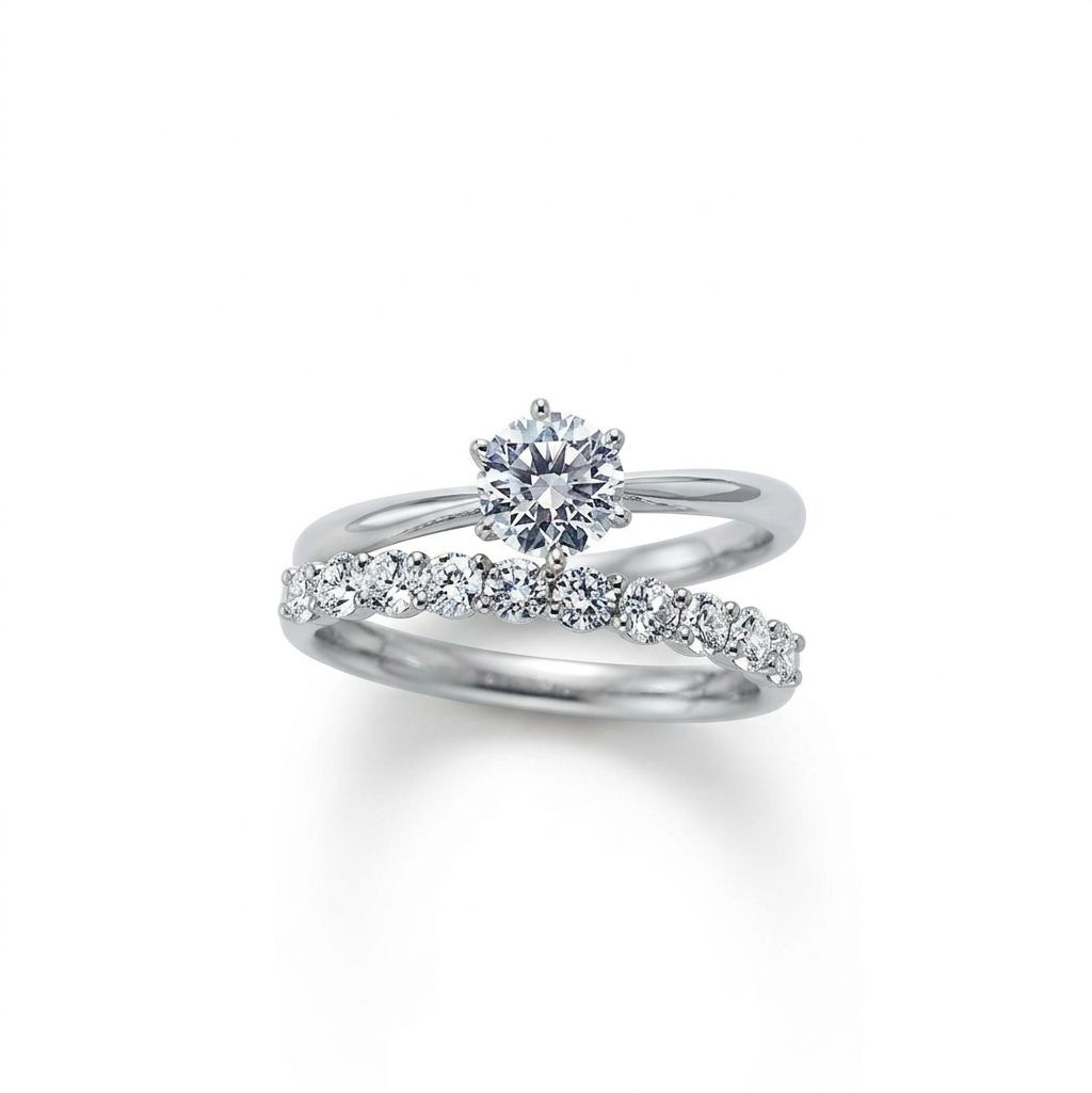 Ensemble Bagues Éternité & Solitaire – Éclat Prestige en Or blanc 18k