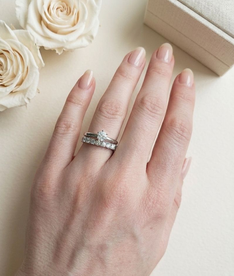 Ensemble Bagues Éternité & Solitaire – Éclat Prestige en Or blanc 18k
