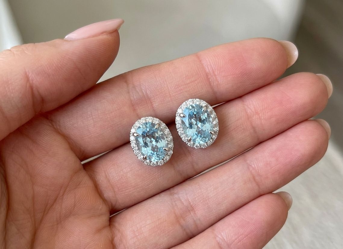 Boucles d'oreilles percées ovales bleu saphir raffinées💎