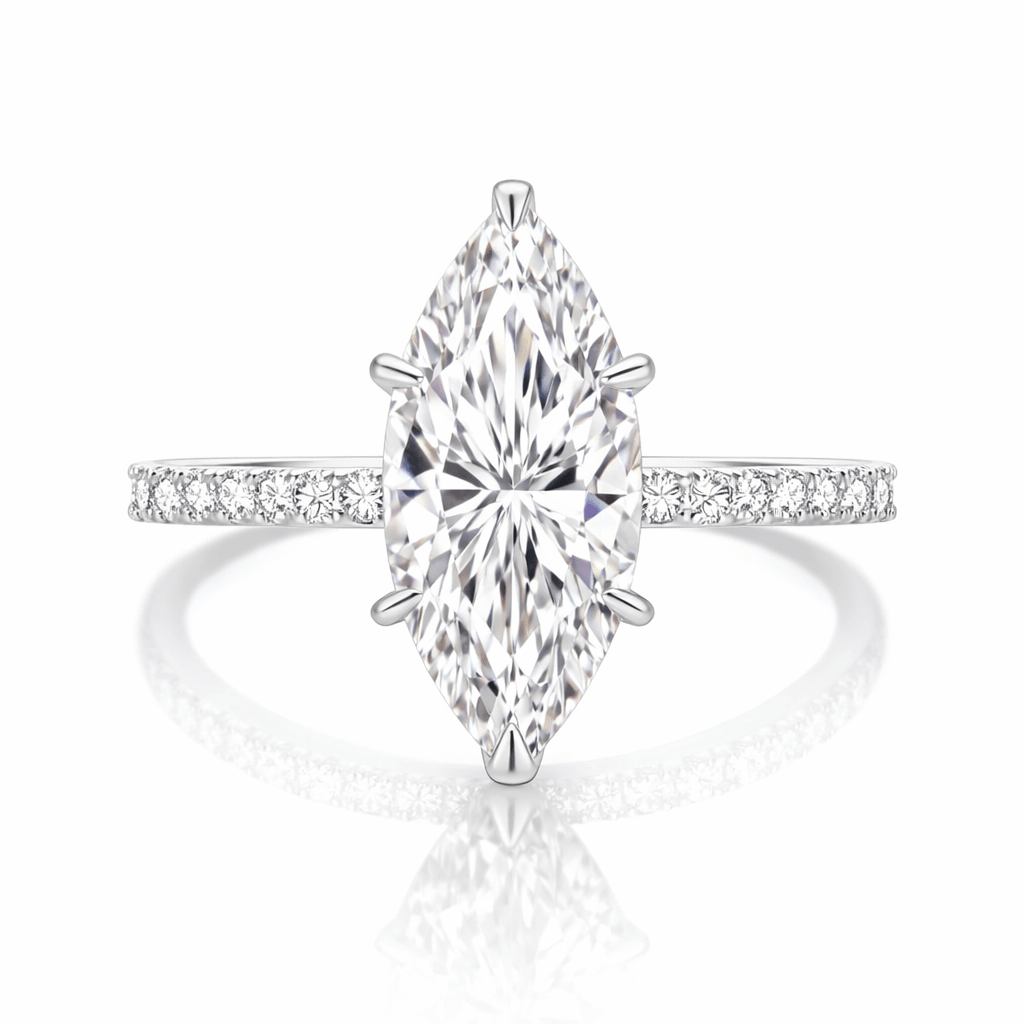Solitaire Marquise "Éclat Royal" – Or 18k & Pavé Étincelant