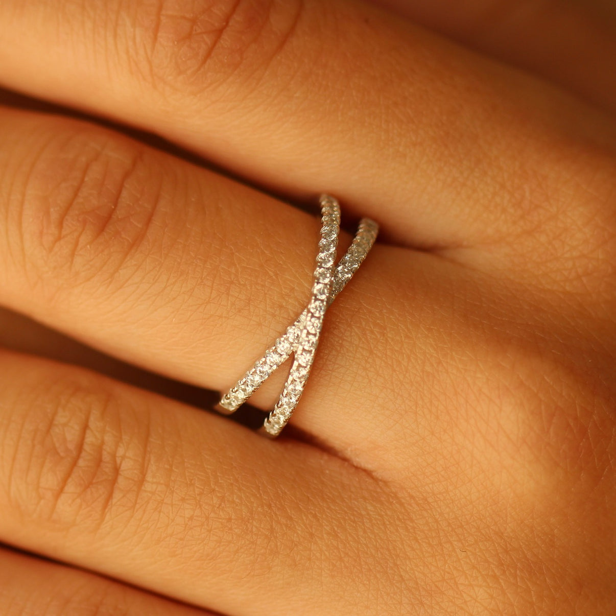 Bague Criss Cross Pavée