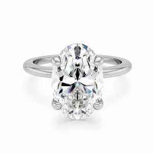 Solitaire Oval "Éclat Royal" – Or 14K & Zirconium 8A (Effet Diamant) – Argenté