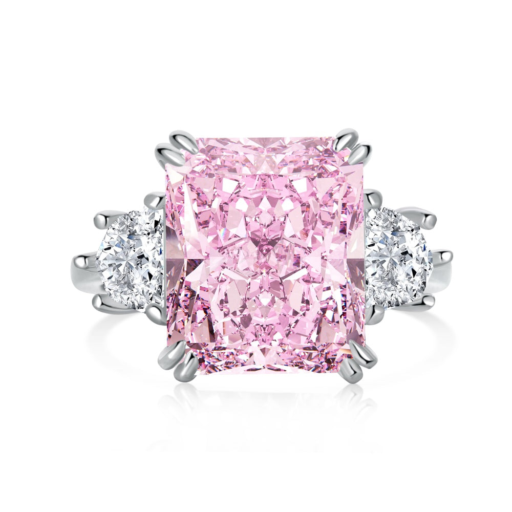 Bague Royale Rose – Zircon 6 Carats Coupe Radiant