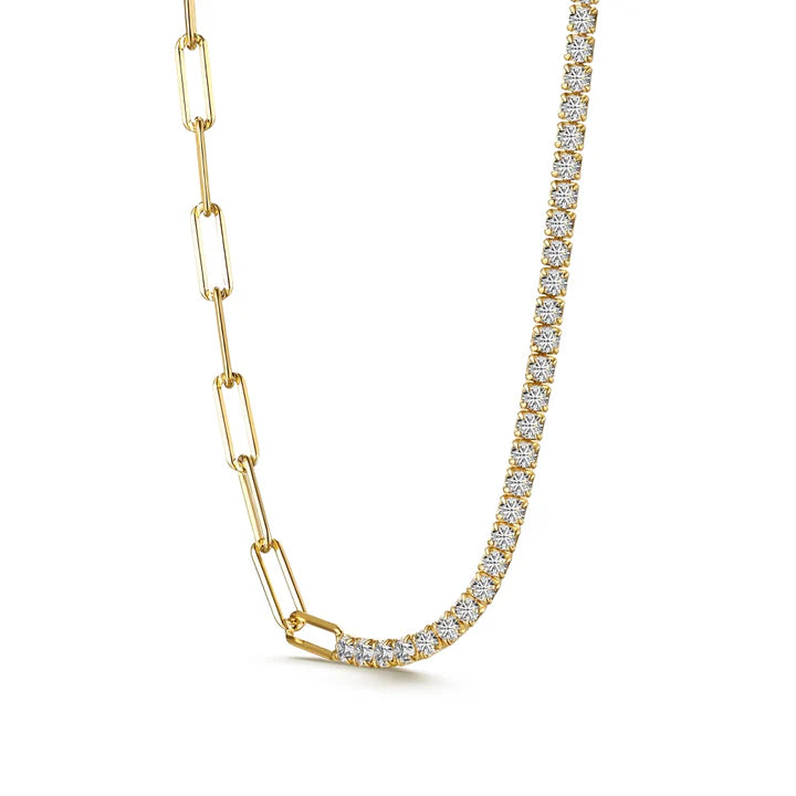 Éclat Signature – Collier demi tennis 18K doré