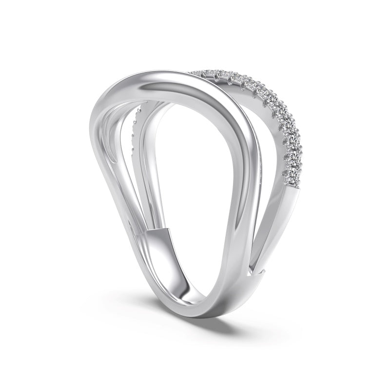 Bague "Onde Infinie" – Duo d'Or Poli et Pavé Étincelant