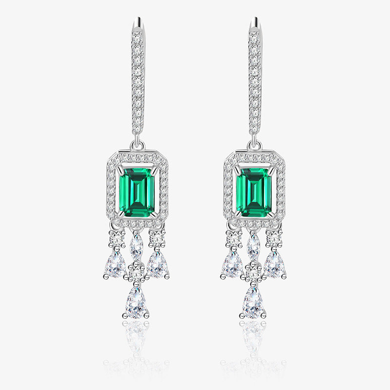 Boucles d'oreilles percées rectangle vert émeraude💎