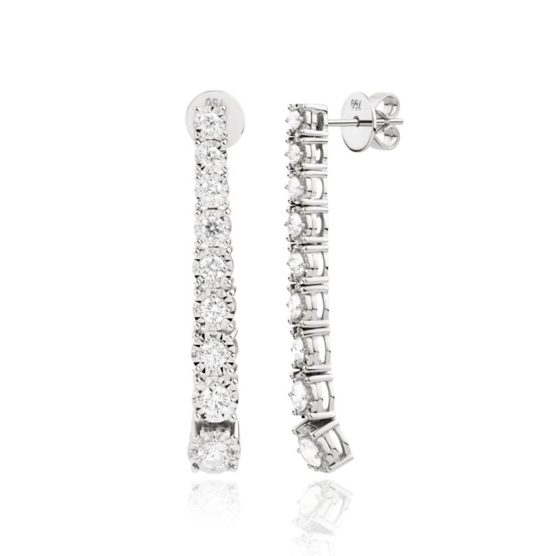 Boucles d’oreilles pendantes Tennis en Moissanite et Argent Sterling