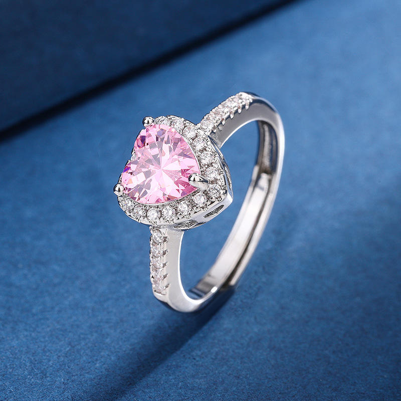 Bague Solitaire Cœur en argent pur rhodié et or 18k