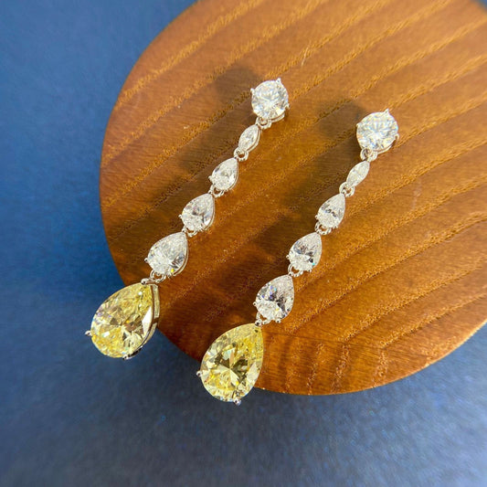 Boucles d'oreilles percées jaune saphir raffinées💎