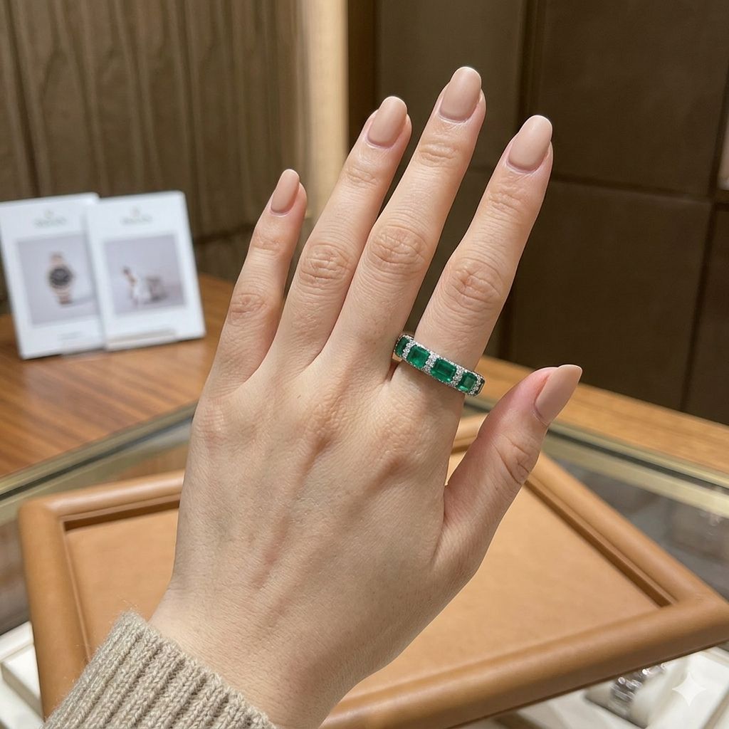 Bague Éternité Émeraude – 5.5 Carats Coupe Emerald
