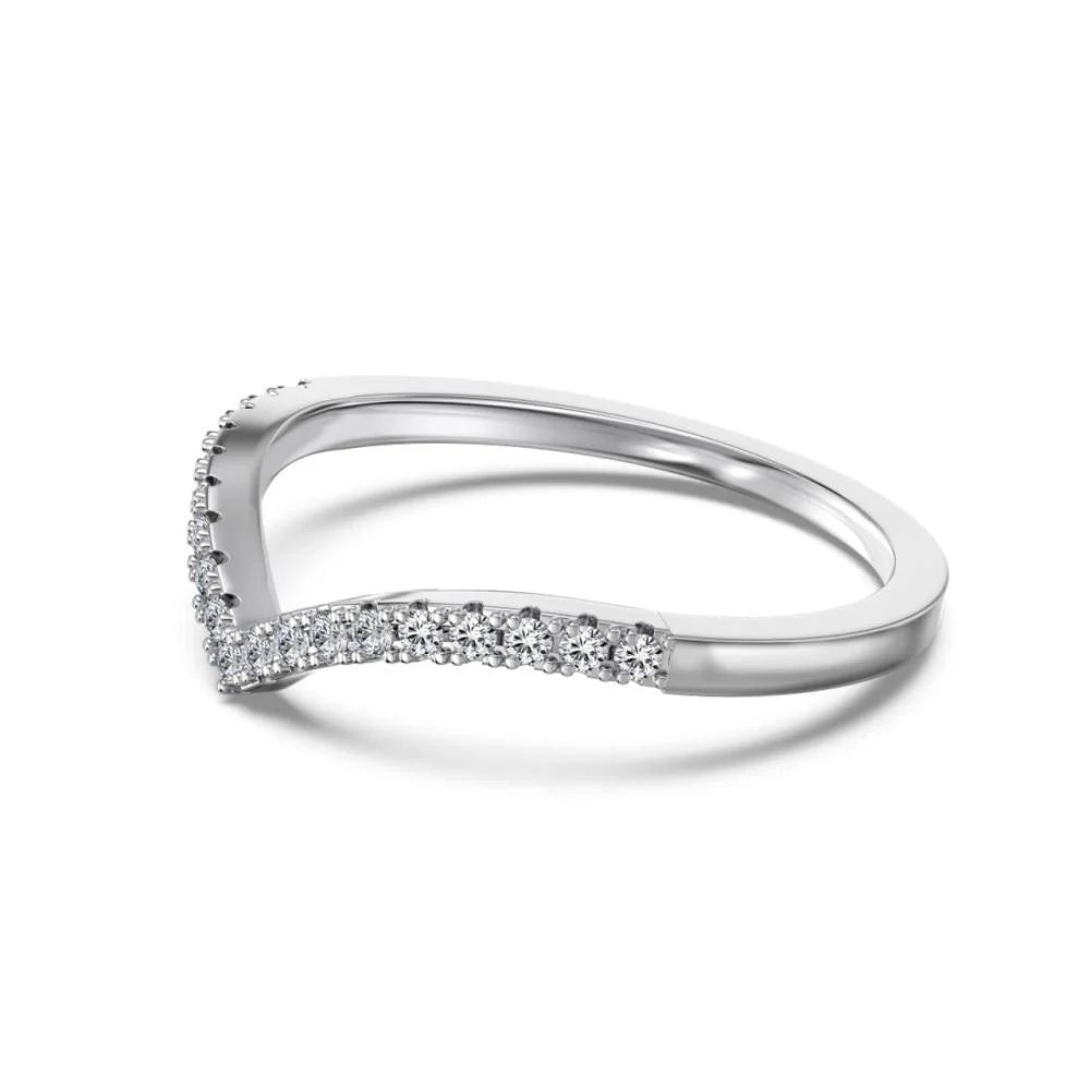 Alliance Incurvée "V de Vénus" – Argent Rhodié & Pavé de Zirconiums 5A