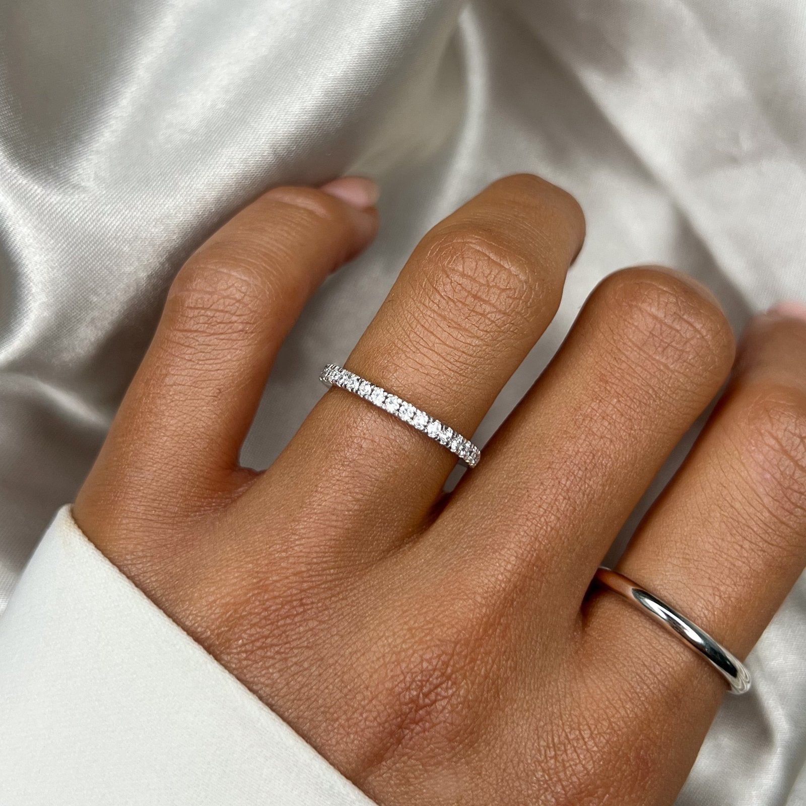Alliance Éternité en Argent Rhodié Or Blanc – Éclat Diamant Zirconium