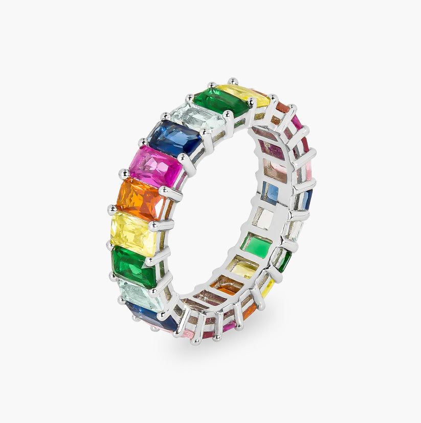 Bague Éternité Plaquée avec Zircons Multicolores