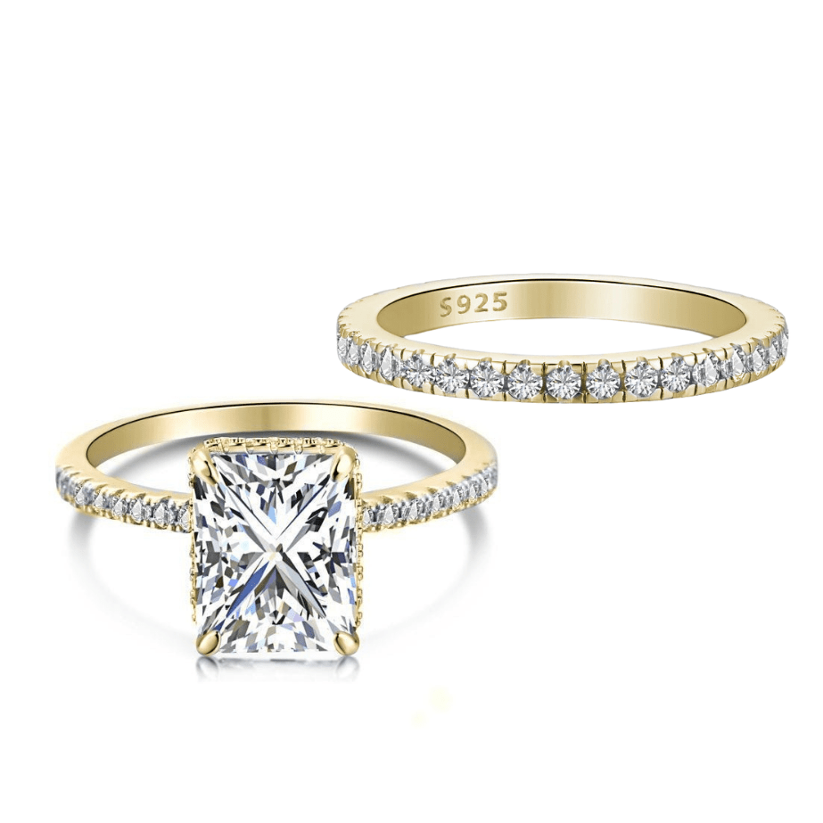Ensemble Nuptial "Lumière Éternelle" – Solitaire Radiant & Alliance Or 18K