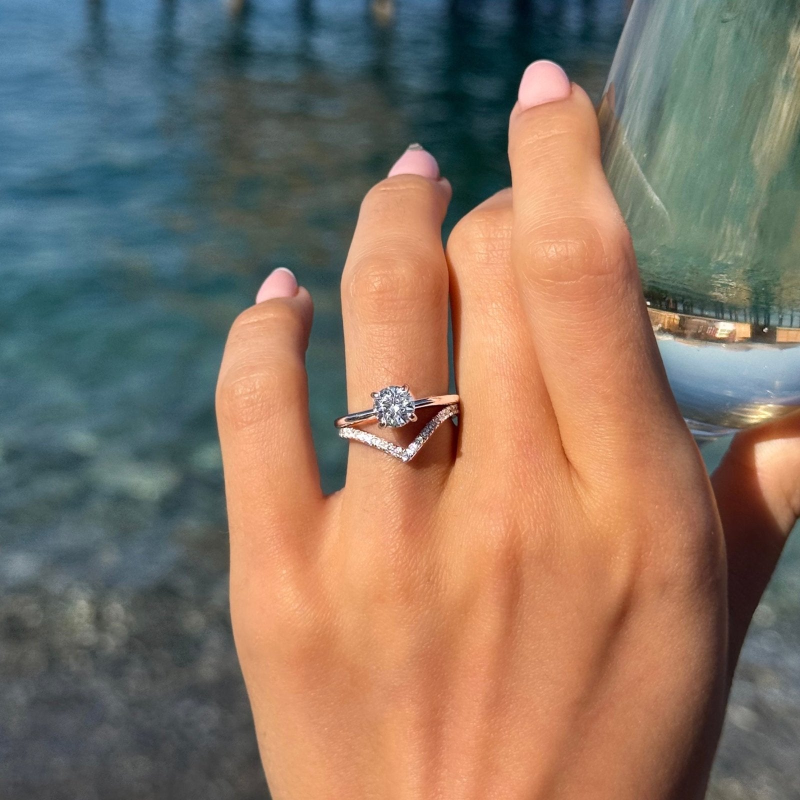 Bague Sérénité en argent sterling Rhodie en Or 18 carats
