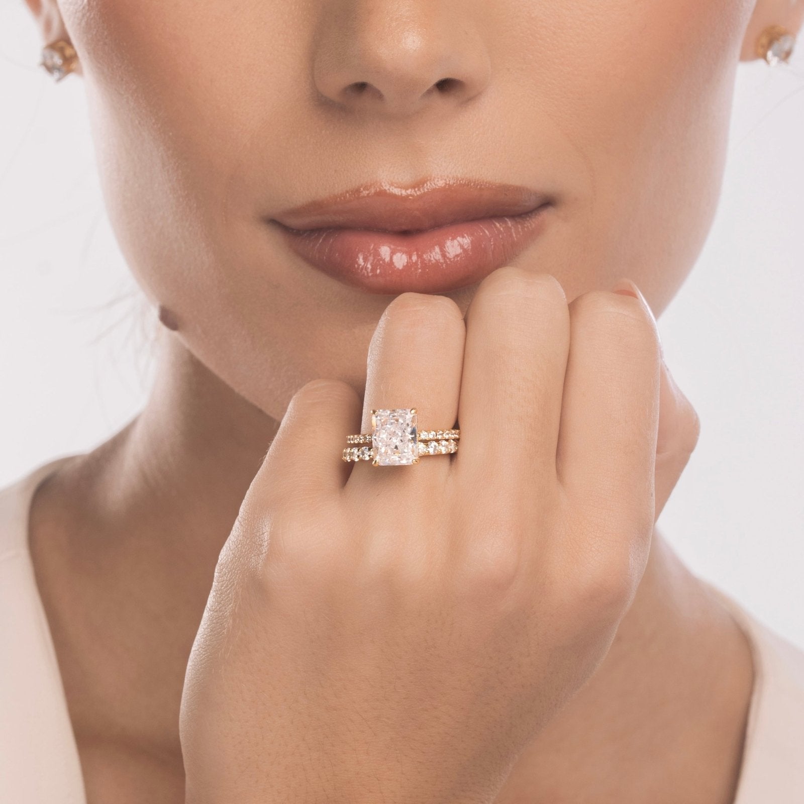 Solitaire Taille Radiant "Majesté" – Or 18K & Zirconium 8A