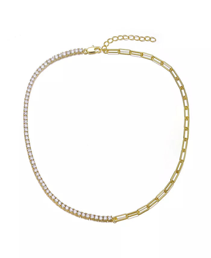 Éclat Signature – Collier demi tennis 18K doré