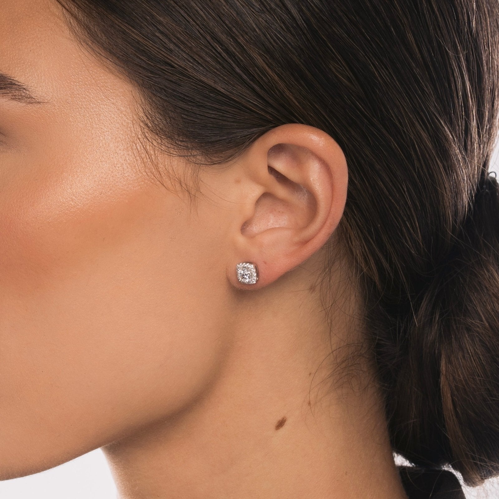 Boucles d’Oreilles Carrées en Argent 925 & Zircon– Hypoallergéniques
