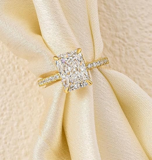 Solitaire Taille Radiant "Majesté" – Or 18K & Zirconium 8A