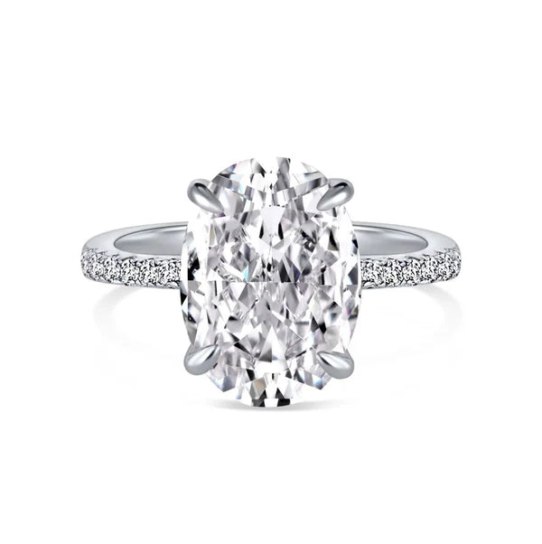 Solitaire "Majesté Radiant" – Or 18K & Zirconium 8A (4ct) Effet Diamant – Argenté