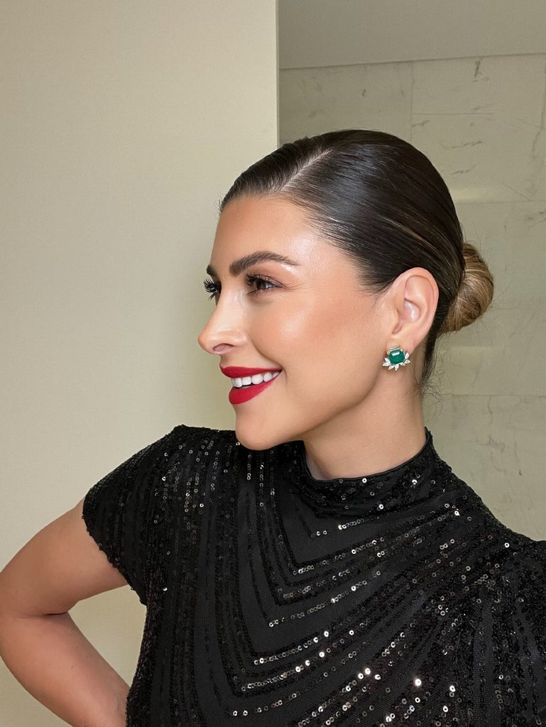 Boucles D'oreilles Percées Clous Losange Vert Émeraude💎