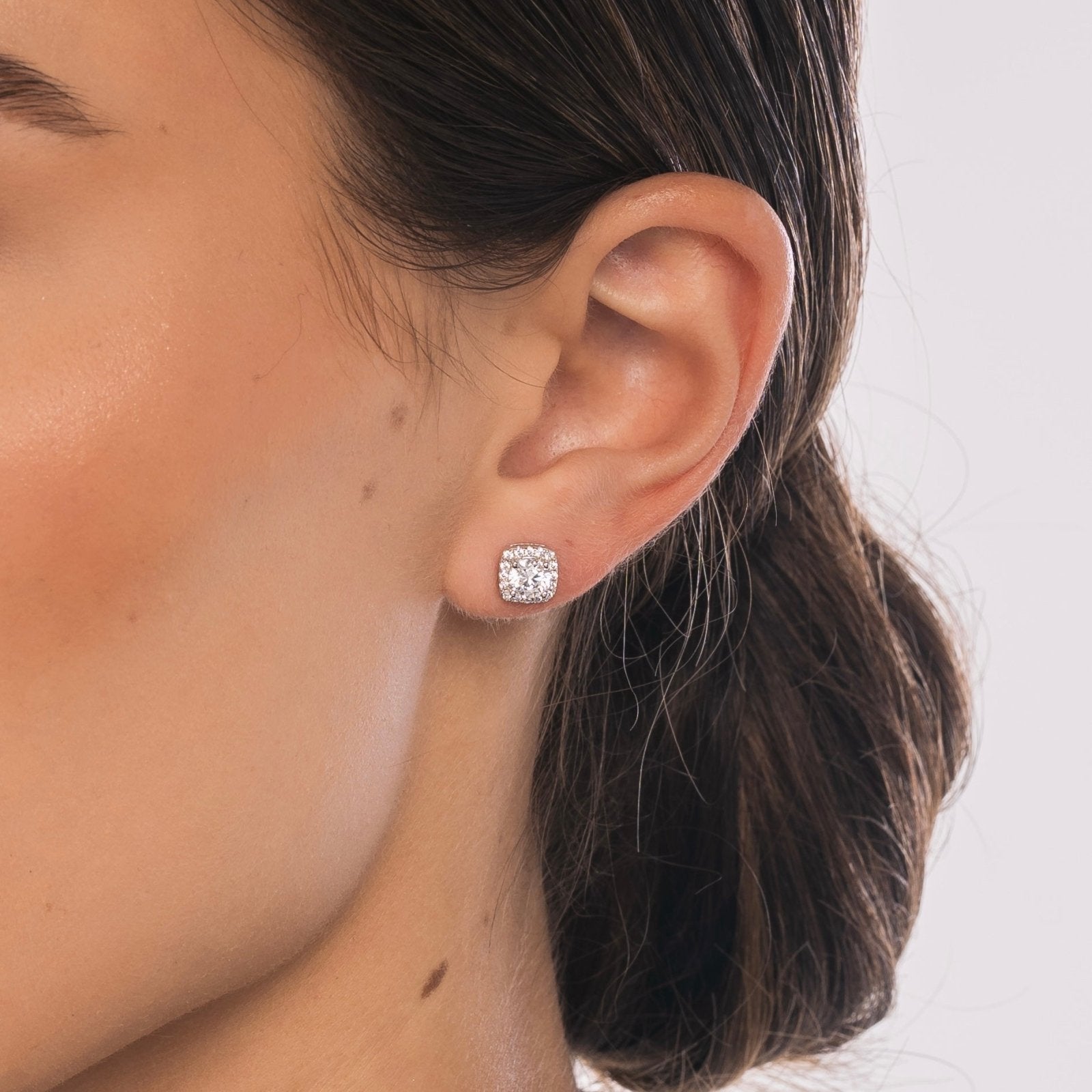 Boucles d’Oreilles Carrées en Argent 925 & Zircon– Hypoallergéniques