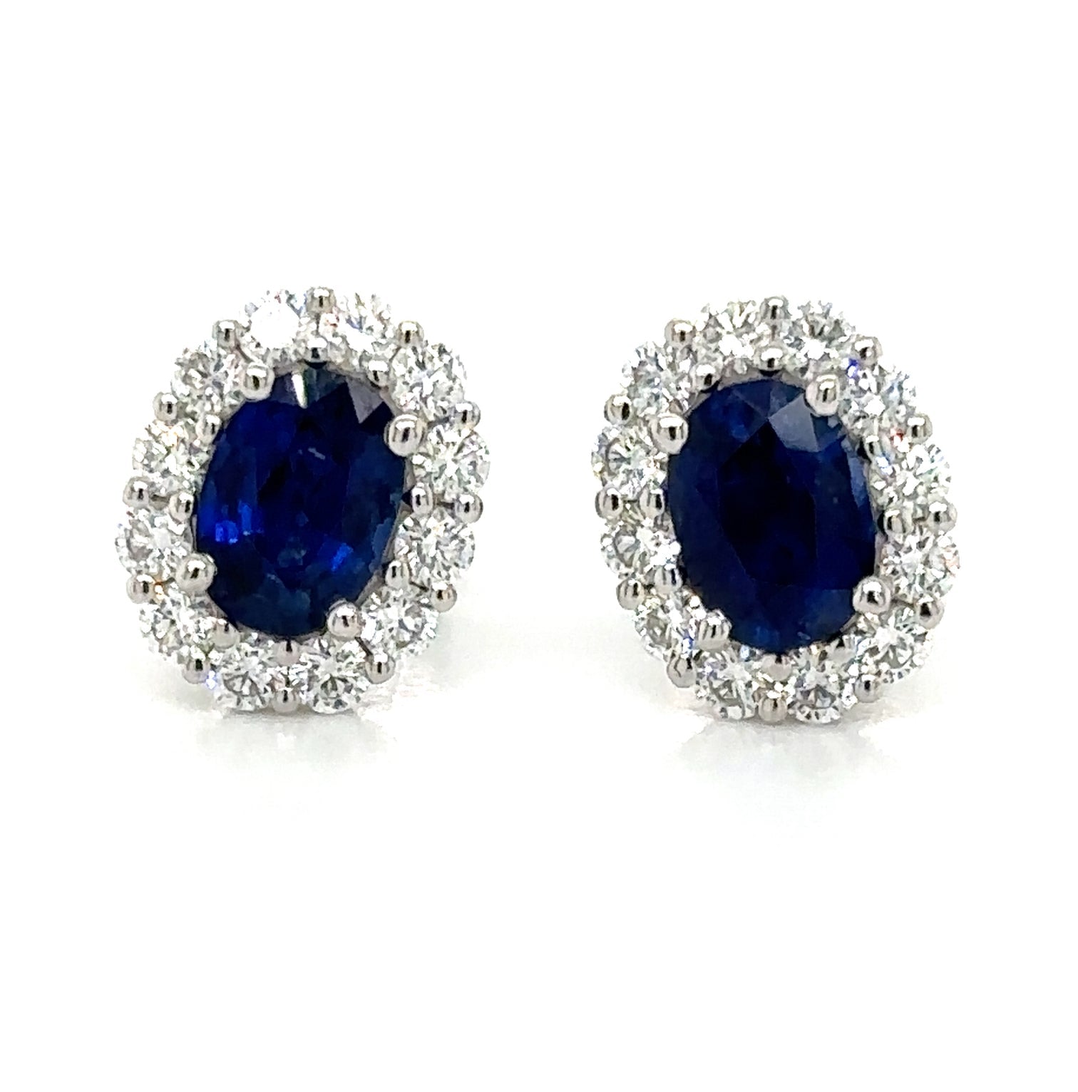 Boucles d'oreilles en argent sterling contemporaines ovales bleu saphir💎