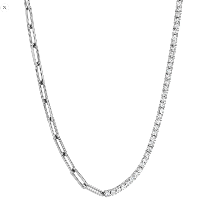 Éclat Signature – Collier demi tennis 18K argenté