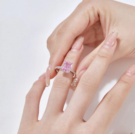 Solitaire "Rosée Matinale" – Argent Rhodié & Radiant Rose (4ct)