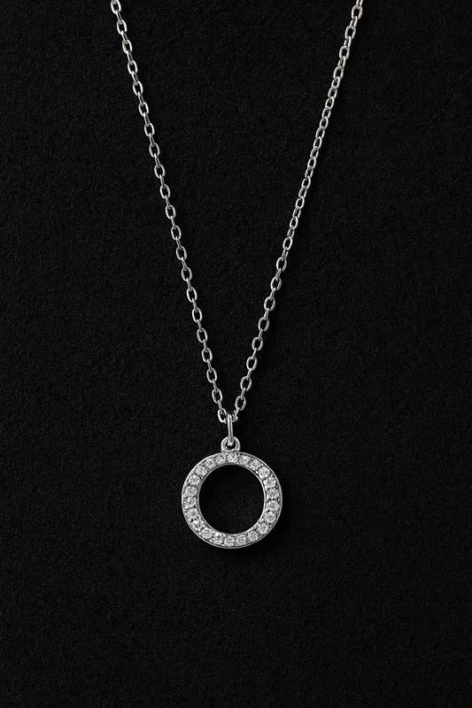 Collier Cercle Éternité – Argent Pur Rhodié & Zirconium Étincelant