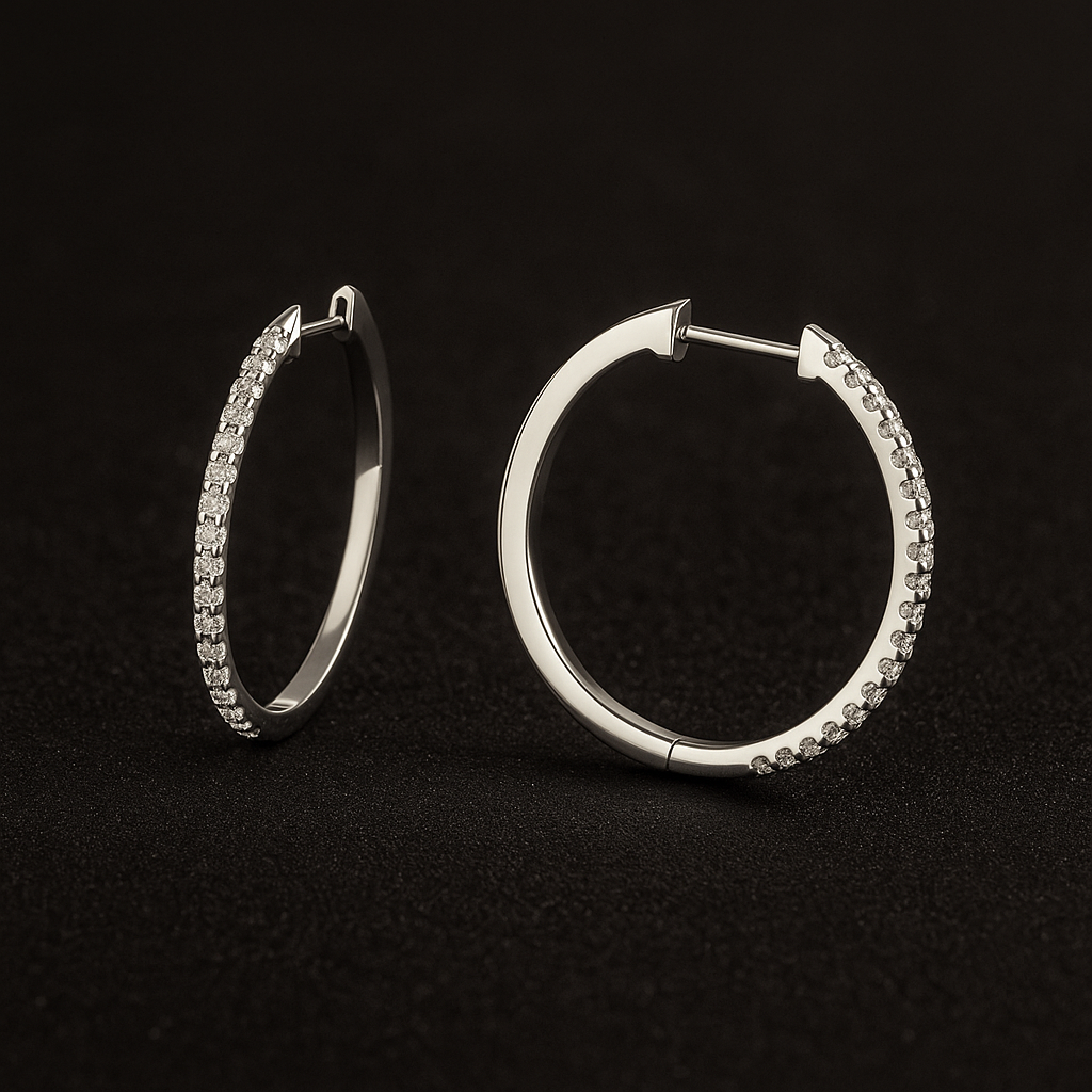 oucles d’oreilles créoles en argent 925 serties de zircons – Éclat intemporel